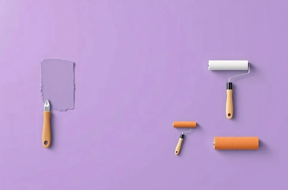 Outils de peinture disposés dans l'ordre des étapes du chantier